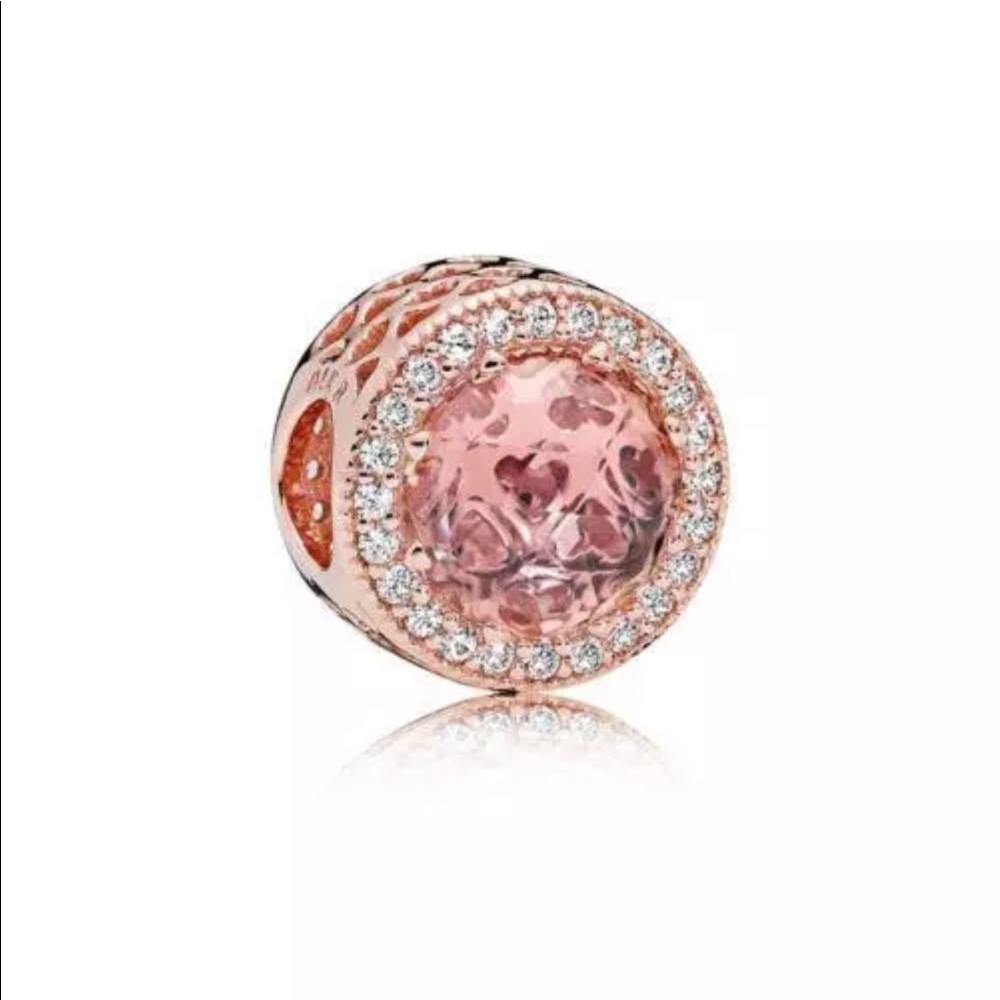 Pandora Radiant Hearts Rose Gold Bevel Charm - Picture 3 of 5